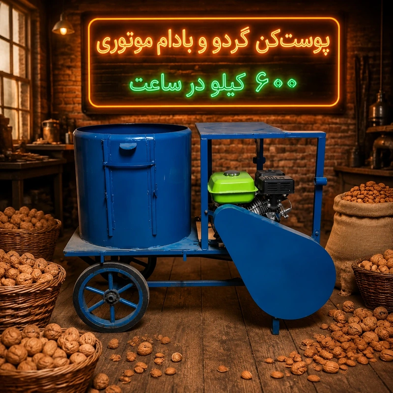 پوست کن گردو و بادام موتوری 600 کیلو در ساعت