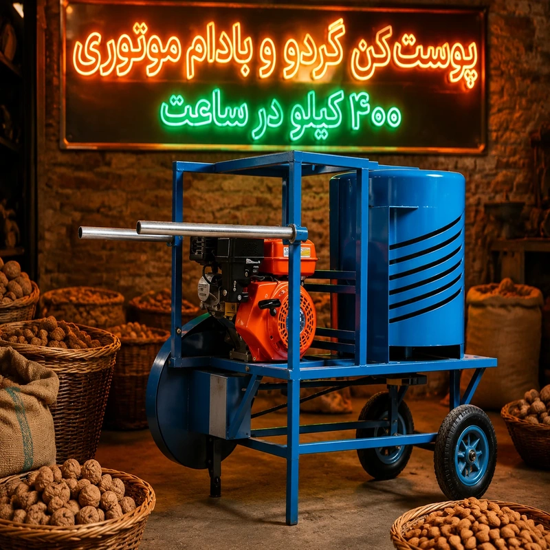 پوست کن گردو و بادام موتوری 400 کیلو در ساعت
